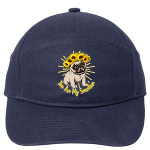 You Are My Sunshine Sunflower Pug 7-Panel Snapback Hat