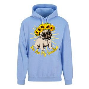 You Are My Sunshine Sunflower Pug Unisex Surf Hoodie