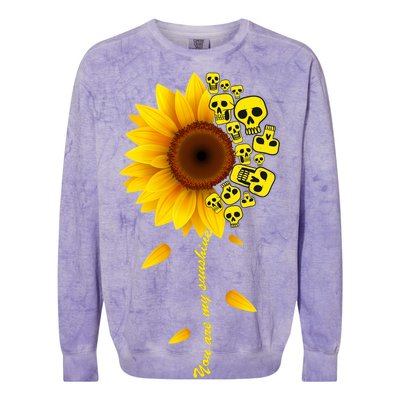 You Are My Sunshine Sunflower Skulls Colorblast Crewneck Sweatshirt