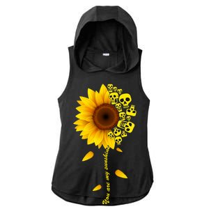 You Are My Sunshine Sunflower Skulls Ladies PosiCharge Tri-Blend Wicking Draft Hoodie Tank