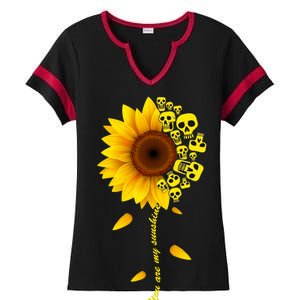 You Are My Sunshine Sunflower Skulls Ladies Halftime Notch Neck Tee