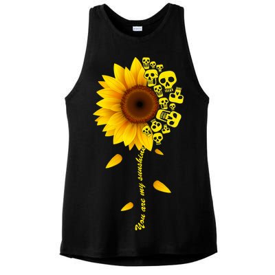 You Are My Sunshine Sunflower Skulls Ladies PosiCharge Tri-Blend Wicking Tank