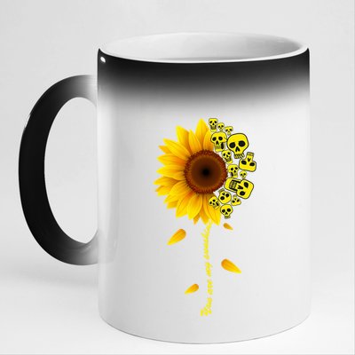 You Are My Sunshine Sunflower Skulls 11oz Black Color Changing Mug