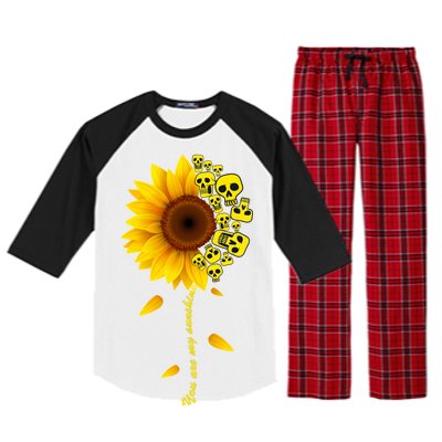 You Are My Sunshine Sunflower Skulls Raglan Sleeve Pajama Set