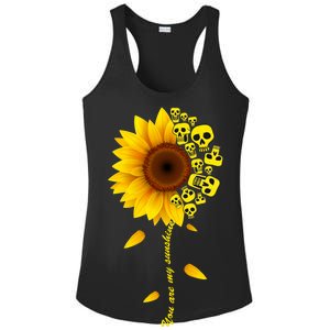 You Are My Sunshine Sunflower Skulls Ladies PosiCharge Competitor Racerback Tank