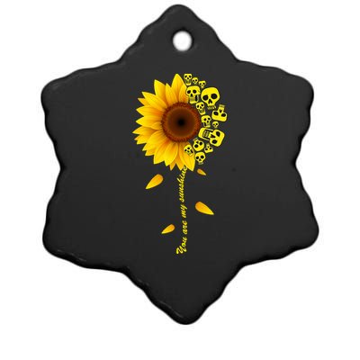 You Are My Sunshine Sunflower Skulls Ceramic Star Ornament