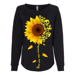 You Are My Sunshine Sunflower Skulls Womens California Wash Sweatshirt