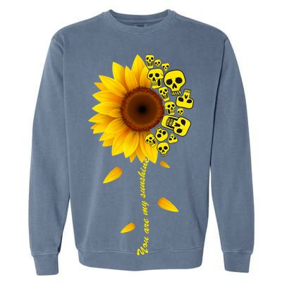 You Are My Sunshine Sunflower Skulls Garment-Dyed Sweatshirt