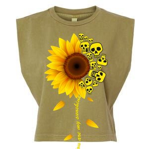 You Are My Sunshine Sunflower Skulls Garment-Dyed Women's Muscle Tee