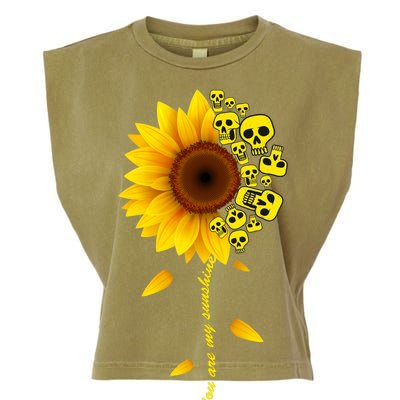 You Are My Sunshine Sunflower Skulls Garment-Dyed Women's Muscle Tee