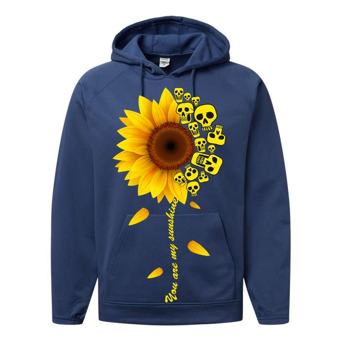 You Are My Sunshine Sunflower Skulls Performance Fleece Hoodie