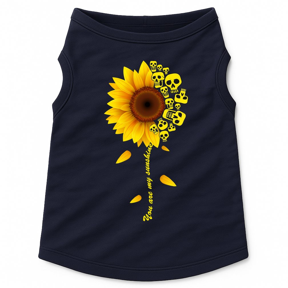 You Are My Sunshine Sunflower Skulls Doggie Tank