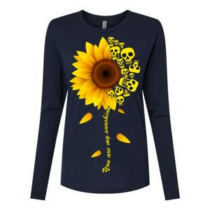 You Are My Sunshine Sunflower Skulls Womens Cotton Relaxed Long Sleeve T-Shirt