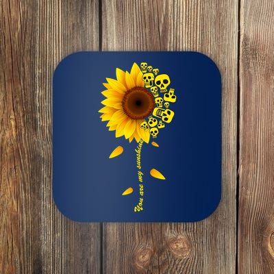 You Are My Sunshine Sunflower Skulls Coaster