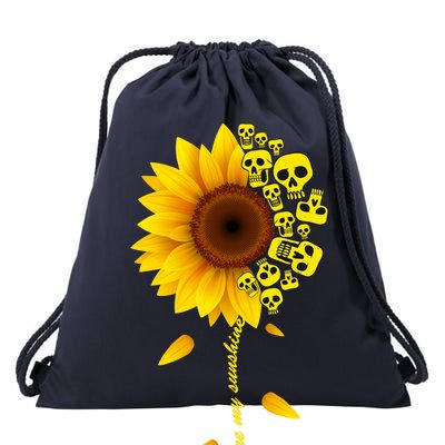 You Are My Sunshine Sunflower Skulls Drawstring Bag