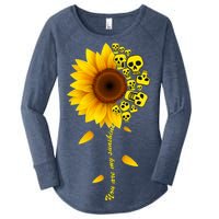 You Are My Sunshine Sunflower Skulls Women's Perfect Tri Tunic Long Sleeve Shirt