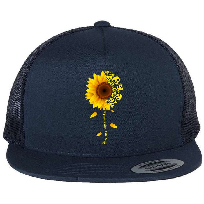 You Are My Sunshine Sunflower Skulls Flat Bill Trucker Hat