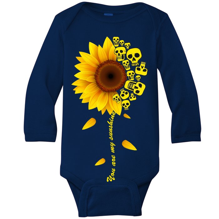 You Are My Sunshine Sunflower Skulls Baby Long Sleeve Bodysuit