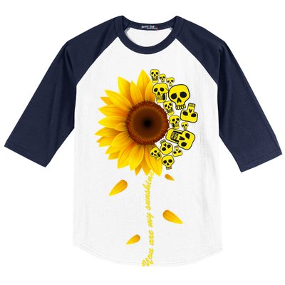 You Are My Sunshine Sunflower Skulls Baseball Sleeve Shirt