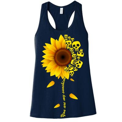 You Are My Sunshine Sunflower Skulls Women's Racerback Tank