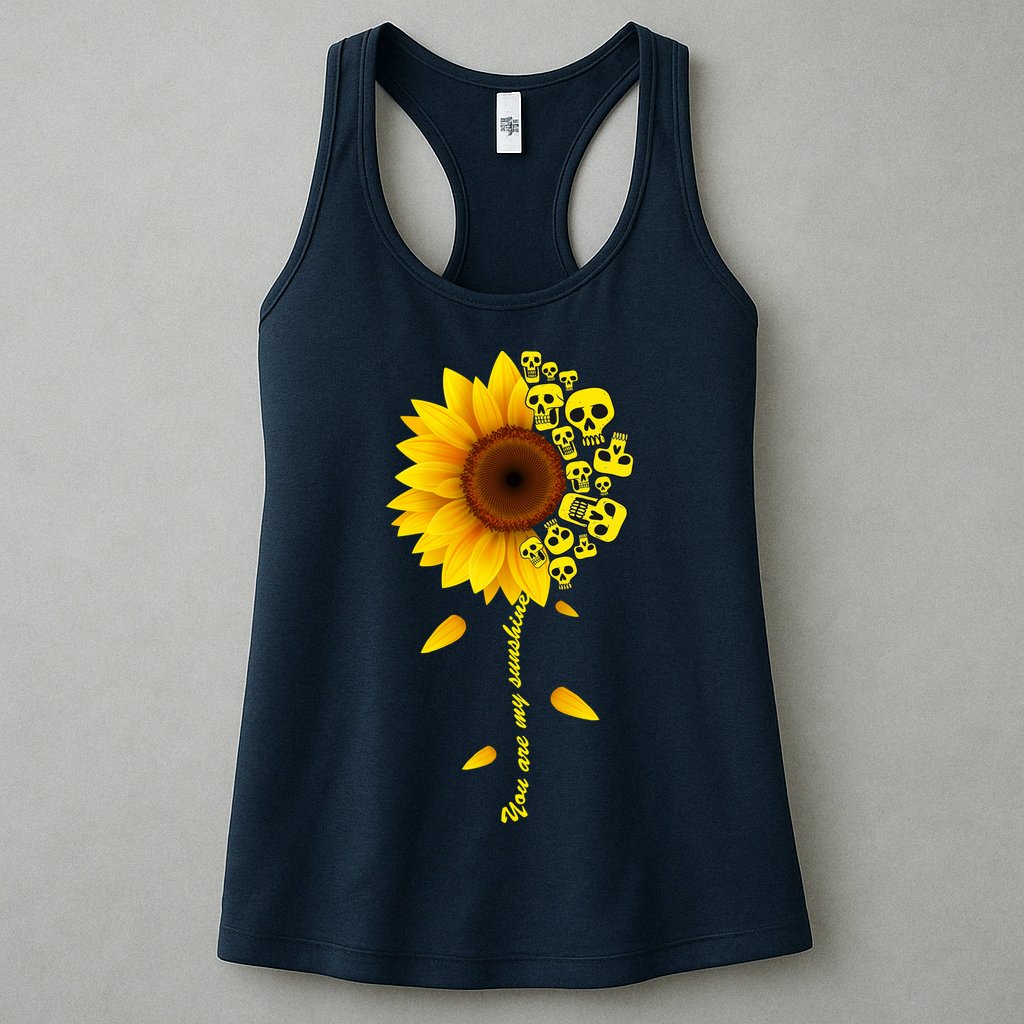 You Are My Sunshine Sunflower Skulls Womens Tank Top