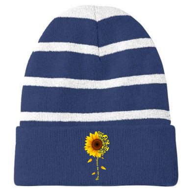 You Are My Sunshine Sunflower Skulls Striped Beanie with Solid Band