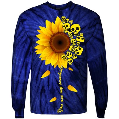 You Are My Sunshine Sunflower Skulls Tie-Dye Long Sleeve Shirt