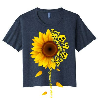 You Are My Sunshine Sunflower Skulls Women's Crop Top Tee