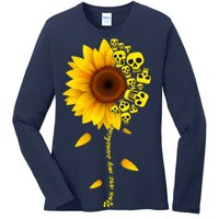 You Are My Sunshine Sunflower Skulls Ladies Long Sleeve Shirt