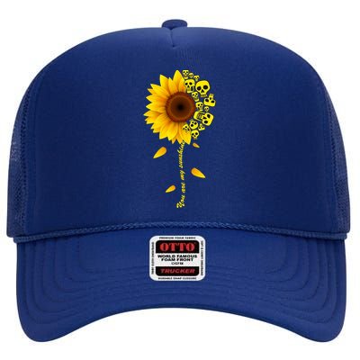 You Are My Sunshine Sunflower Skulls High Crown Mesh Back Trucker Hat