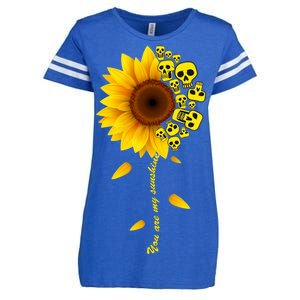 You Are My Sunshine Sunflower Skulls Enza Ladies Jersey Football T-Shirt