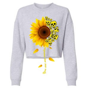 You Are My Sunshine Sunflower Skulls Cropped Pullover Crew