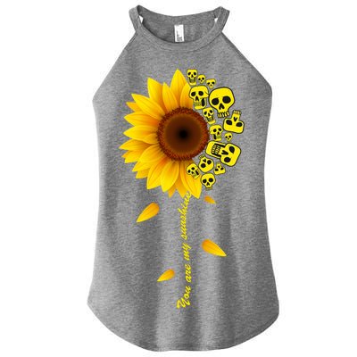 You Are My Sunshine Sunflower Skulls Women's Perfect Tri Rocker Tank