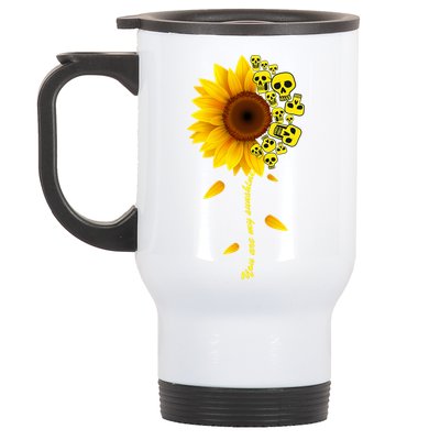 You Are My Sunshine Sunflower Skulls Stainless Steel Travel Mug