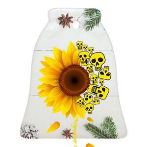 You Are My Sunshine Sunflower Skulls Ceramic Bell Ornament