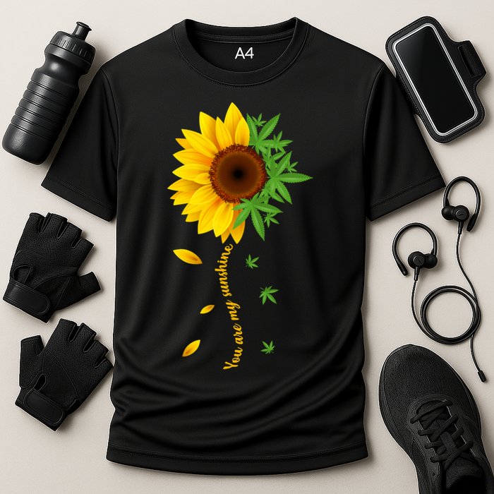 You Are My Sunshine Weed Sunflower Marijuana  Cooling Performance Crew T-Shirt