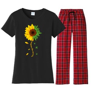 You Are My Sunshine Weed Sunflower Marijuana  Women's Flannel Pajama Set