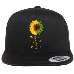 You Are My Sunshine Weed Sunflower Marijuana  Flat Bill Trucker Hat