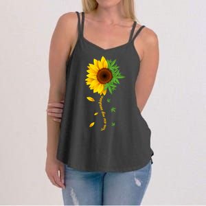 You Are My Sunshine Weed Sunflower Marijuana  Women's Strappy Tank