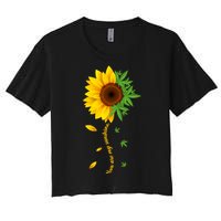 You Are My Sunshine Weed Sunflower Marijuana  Women's Crop Top Tee