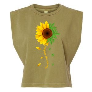 You Are My Sunshine Weed Sunflower Marijuana  Garment-Dyed Women's Muscle Tee