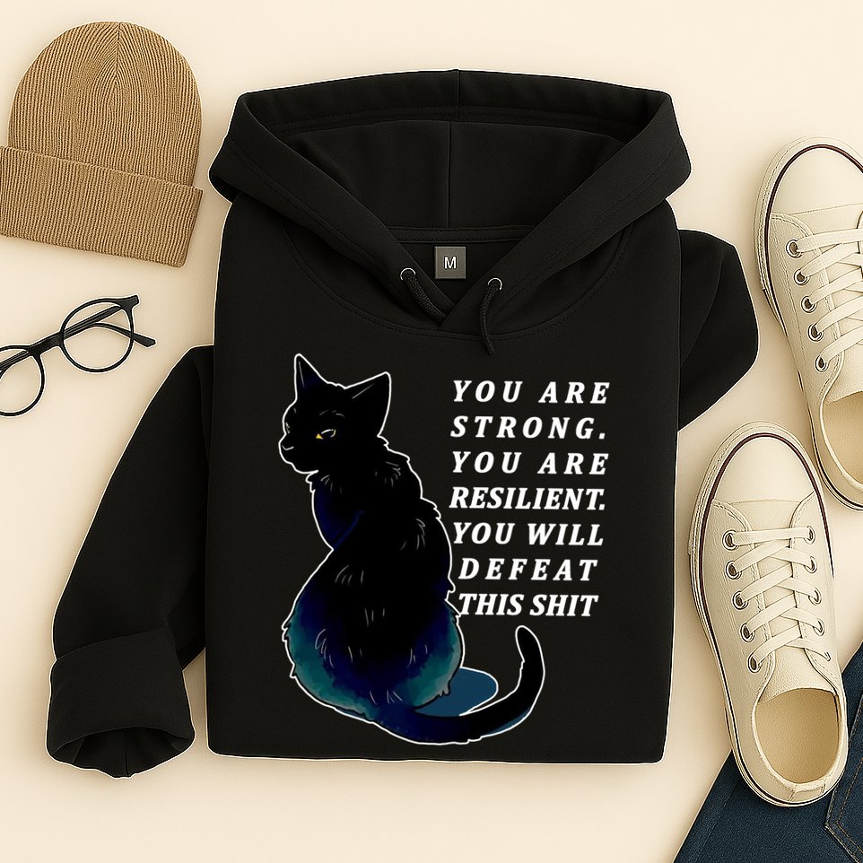 You Are Strong Resilient You Will Defeat This Shit Cat Hoodie