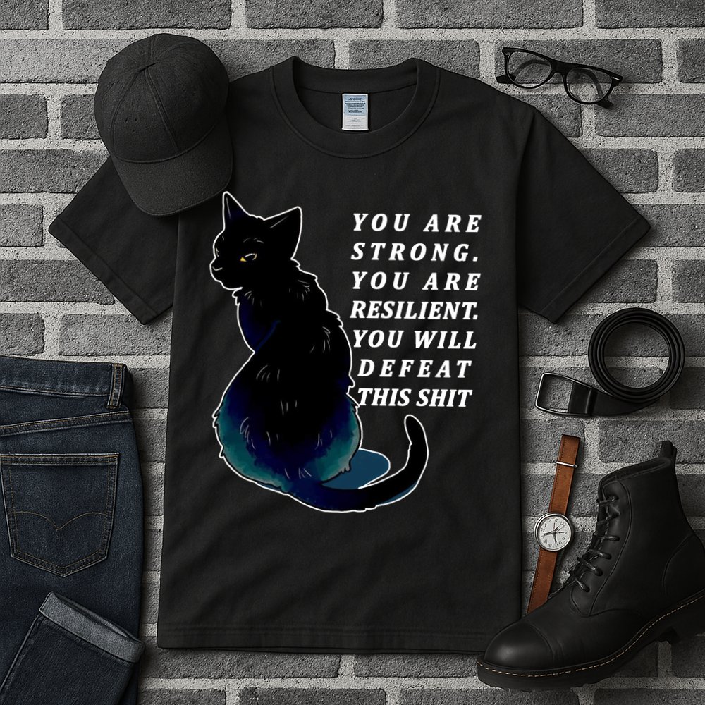 You Are Strong Resilient You Will Defeat This Shit Cat Tall T-Shirt