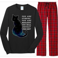 You Are Strong Resilient You Will Defeat This Shit Cat Long Sleeve Pajama Set