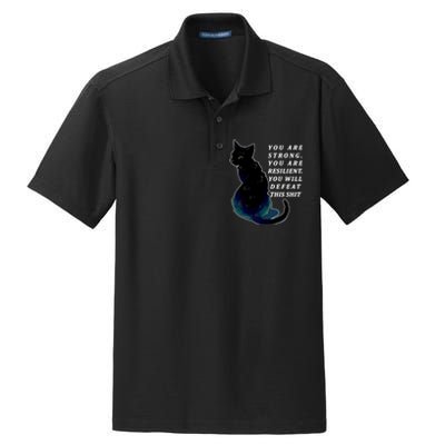 You Are Strong Resilient You Will Defeat This Shit Cat Dry Zone Grid Polo