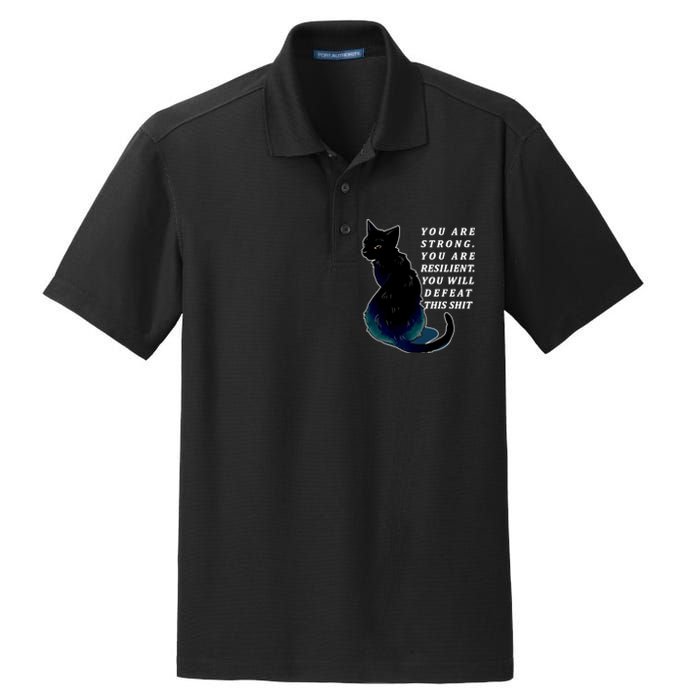 You Are Strong Resilient You Will Defeat This Shit Cat Dry Zone Grid Polo