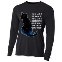 You Are Strong Resilient You Will Defeat This Shit Cat Cooling Performance Long Sleeve Crew