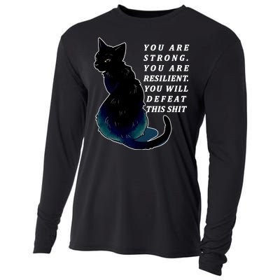 You Are Strong Resilient You Will Defeat This Shit Cat Cooling Performance Long Sleeve Crew