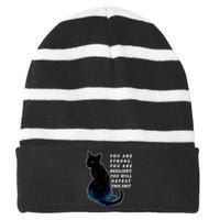 You Are Strong Resilient You Will Defeat This Shit Cat Striped Beanie with Solid Band