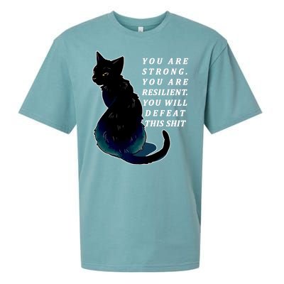 You Are Strong Resilient You Will Defeat This Shit Cat Sueded Cloud Jersey T-Shirt